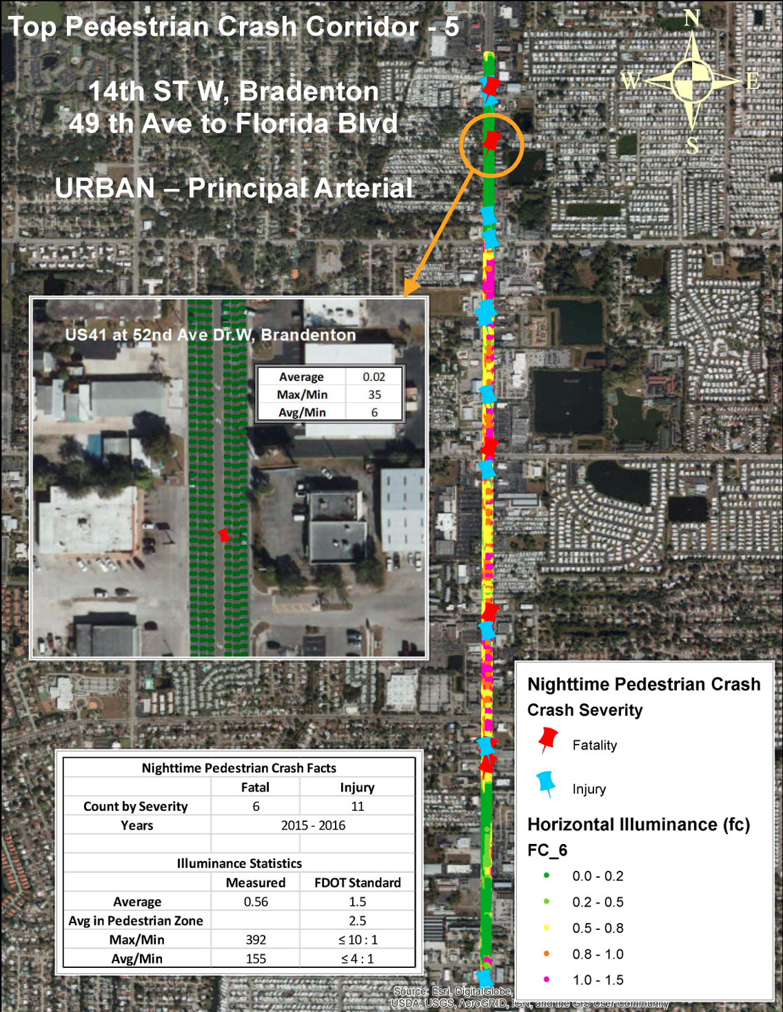 Inspection of Pedestrian Crash Lighting Level